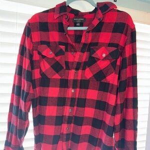 Banana Republic Red and Black Casual Button Down Shirt